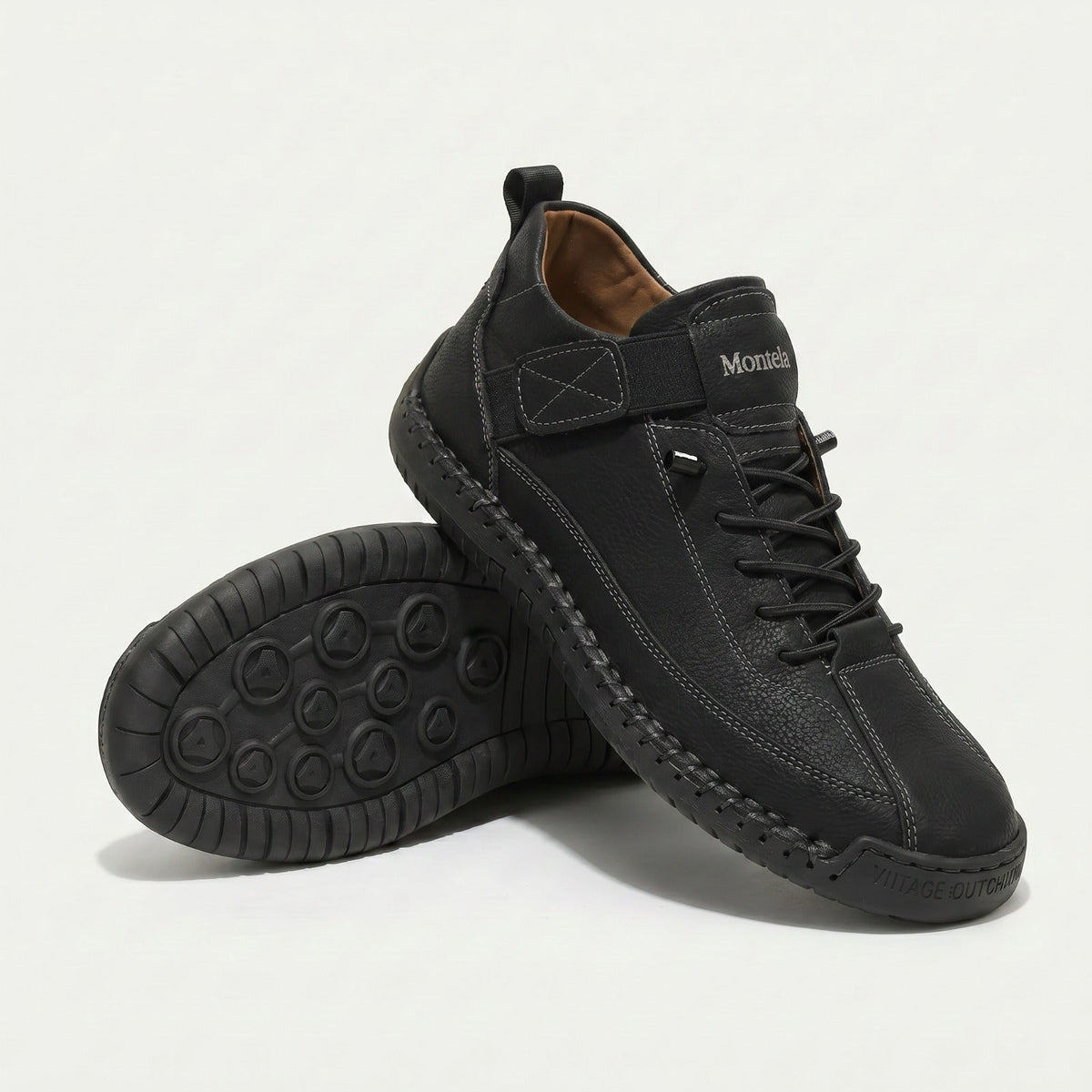 Wysokie sneakersy z wiązaniem, paskiem na rzep i żłobioną podeszwą