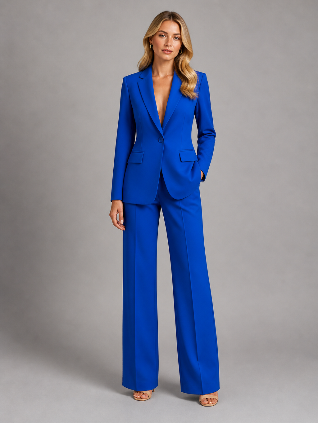 Women's Suit With Single-Breasted Blazer and Palazzo Pants
