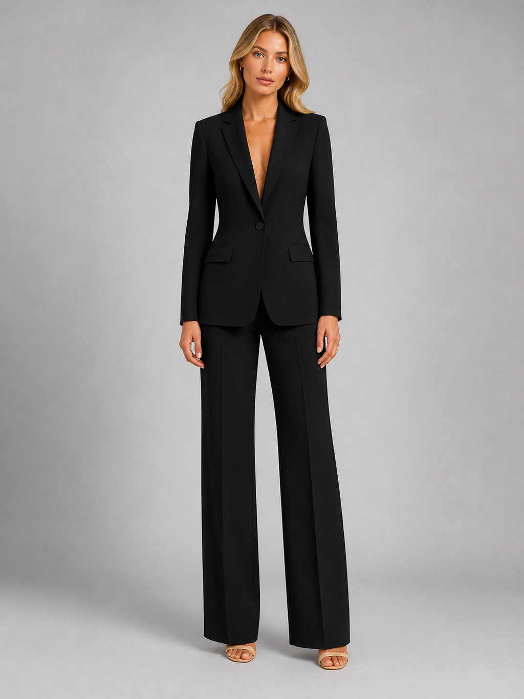 Women's Suit With Single-Breasted Blazer and Palazzo Pants