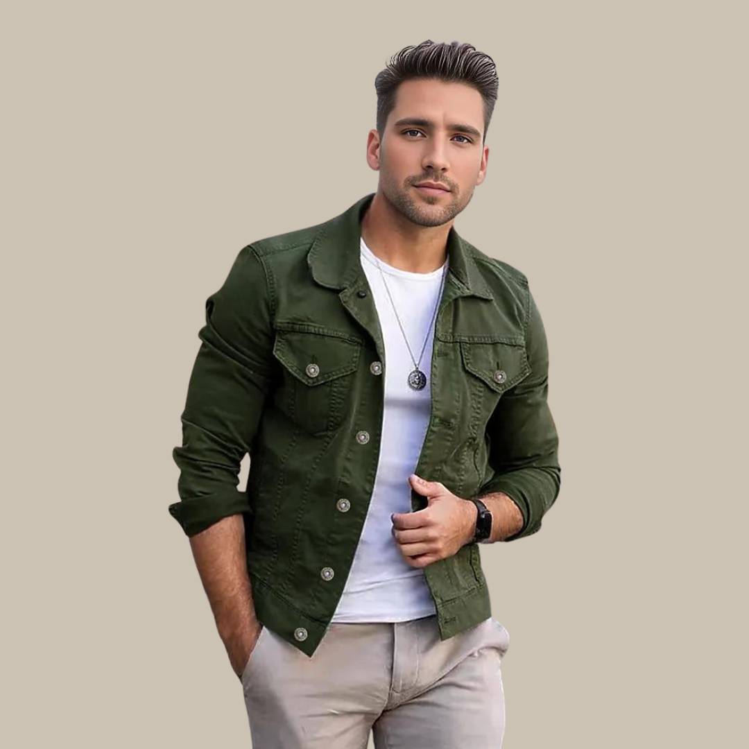 Classic Men's Denim Jacket With Button Pockets