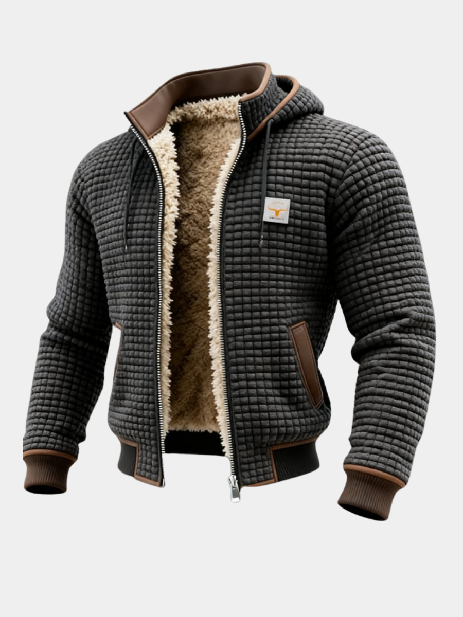 Men's Short Quilted Hooded Jacket With Plush Finish