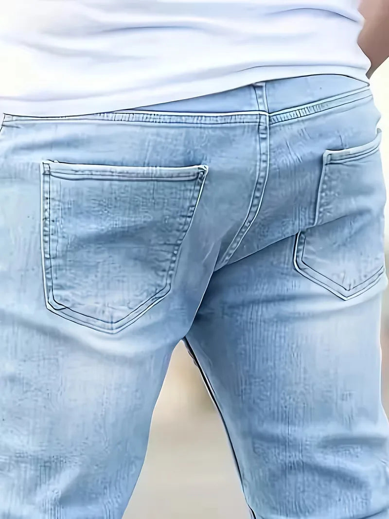 Męskie jeansy slim fit z pięcioma kieszeniami i długimi nogawkami