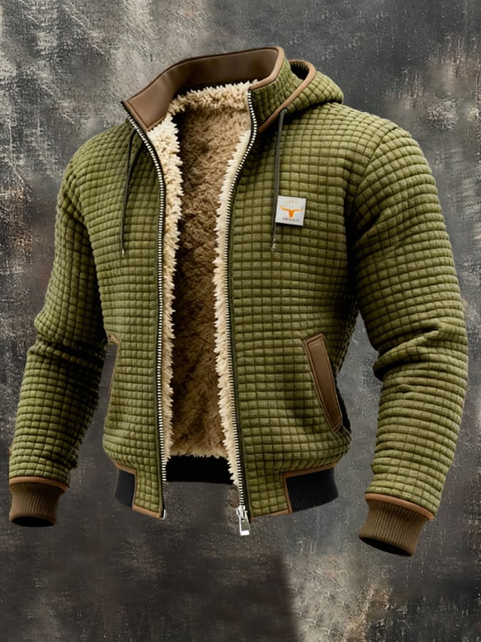 Men's Short Quilted Hooded Jacket With Plush Finish