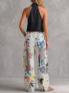 Women's High-Waisted Wide-Leg Pants, Graffiti Print