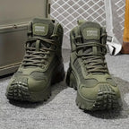 Wysokie sznurowane buty z grubą profilowaną podeszwą