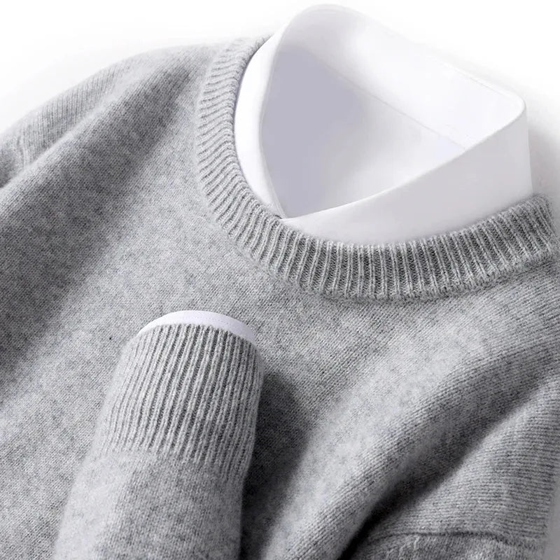 Sweter unisex z okrągłym dekoltem, długimi rękawami i prążkowanymi wykończeniami
