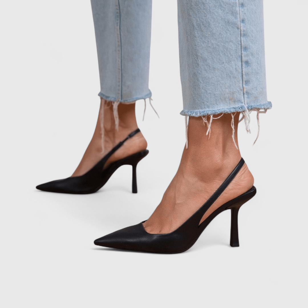 Dámské lodičky slingback, špičatá špička, na jehlovém podpatku