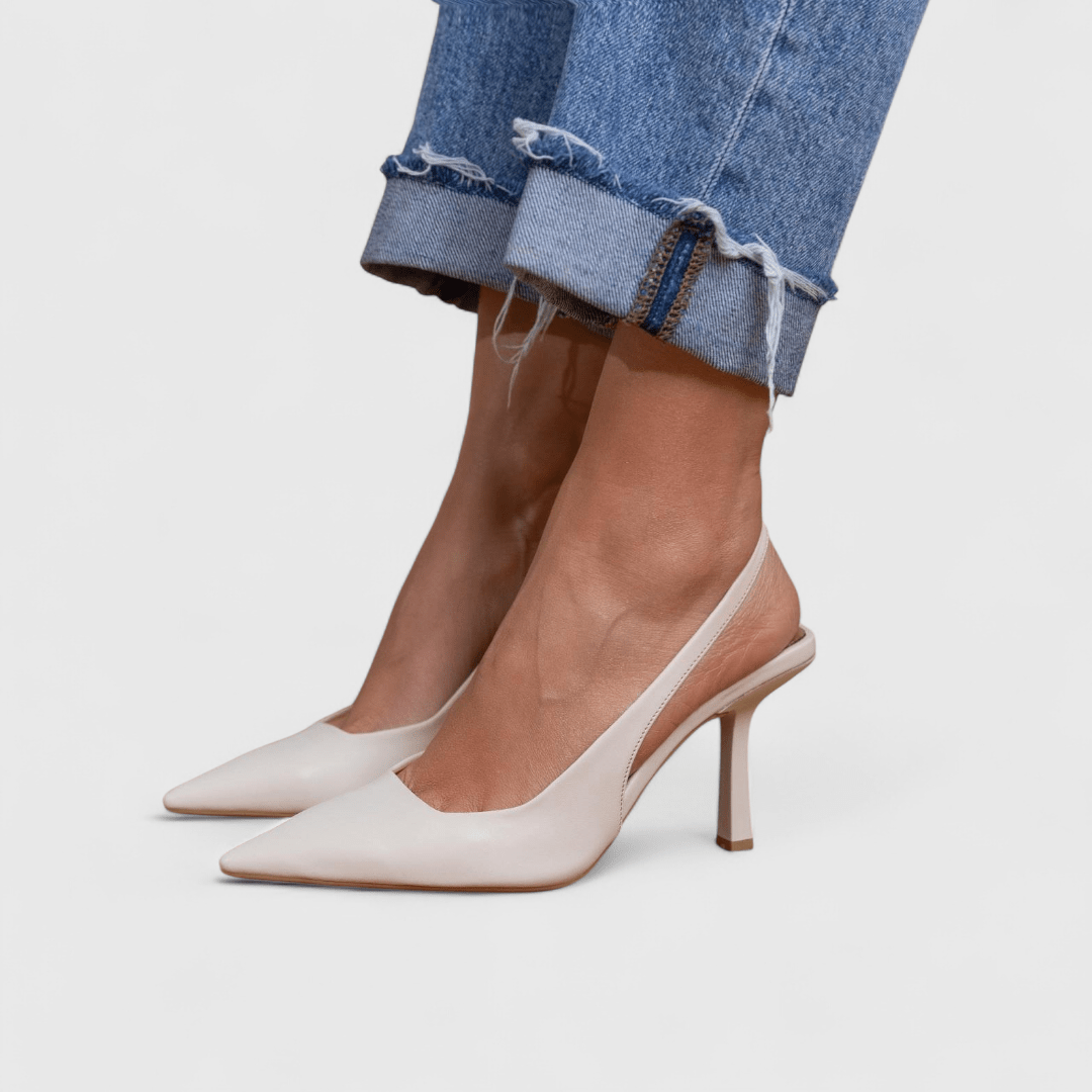 Dámské lodičky slingback, špičatá špička, na jehlovém podpatku
