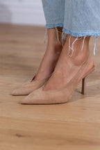 Női slingback tűsarkú cipő hegyes orral