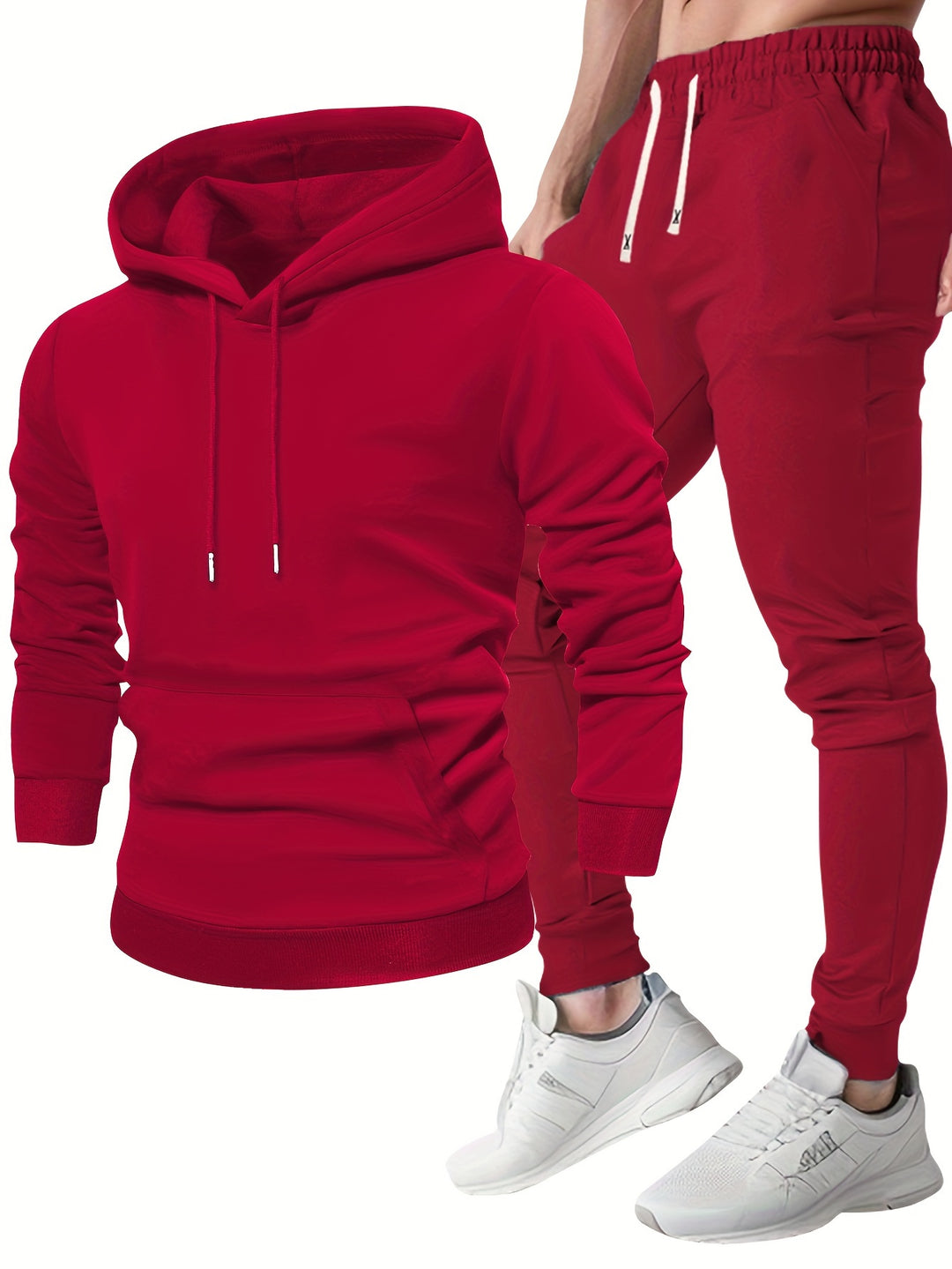 Męski komplet dresowy z bluzą z kapturem i spodniami jogger