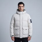 Men's Quilted Hooded Jacket With Pockets
