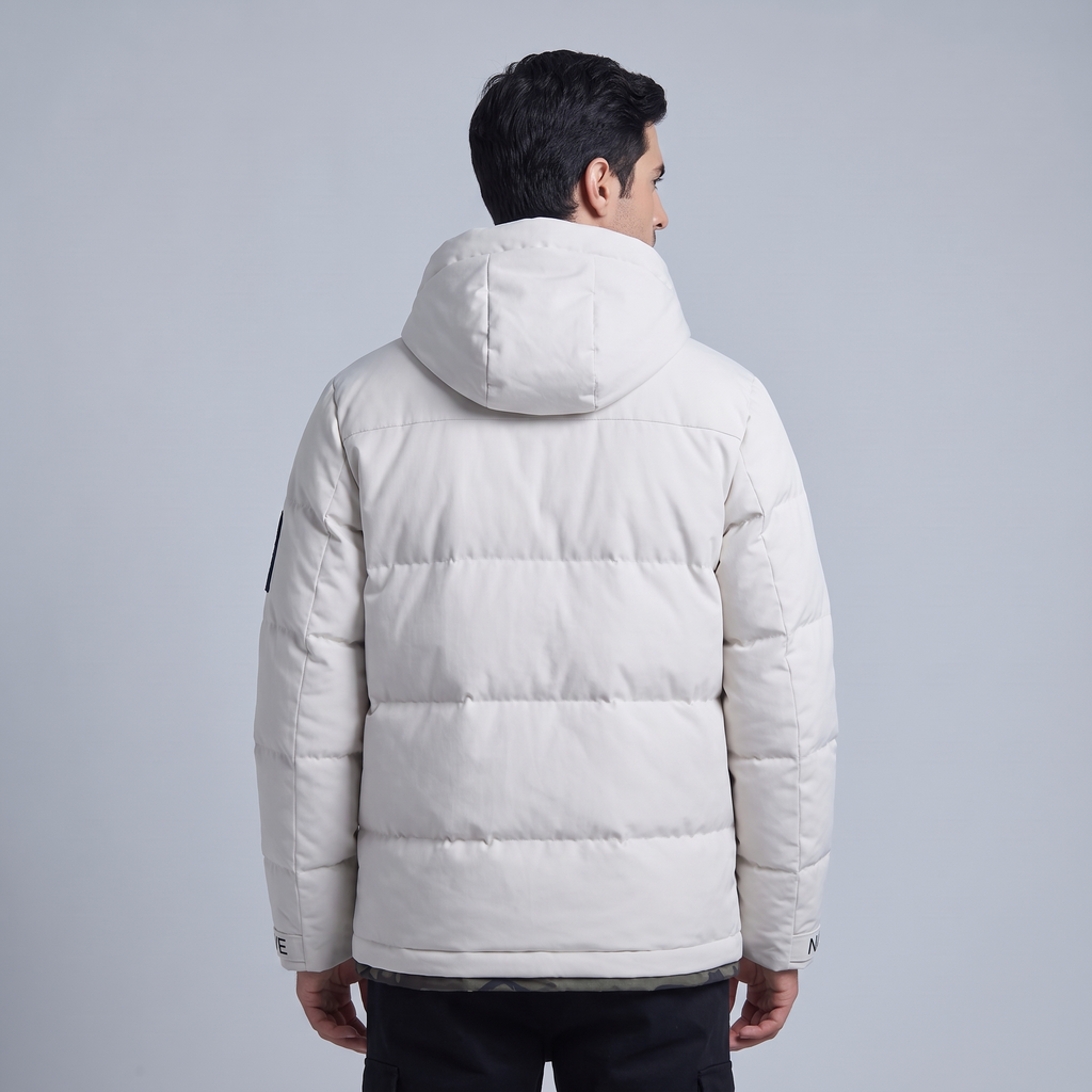 Men's Quilted Hooded Jacket With Pockets