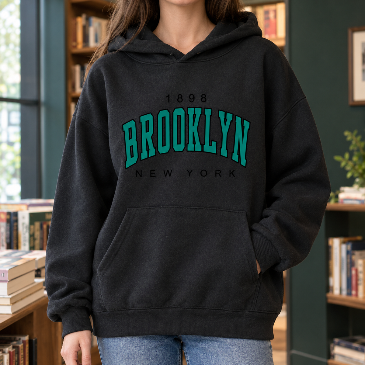 Women's Hoodie With Brooklyn Graphic and Pocket