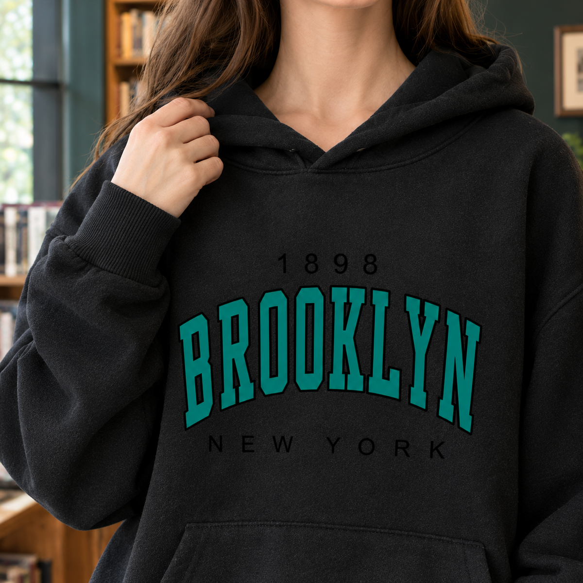 Women's Hoodie With Brooklyn Graphic and Pocket