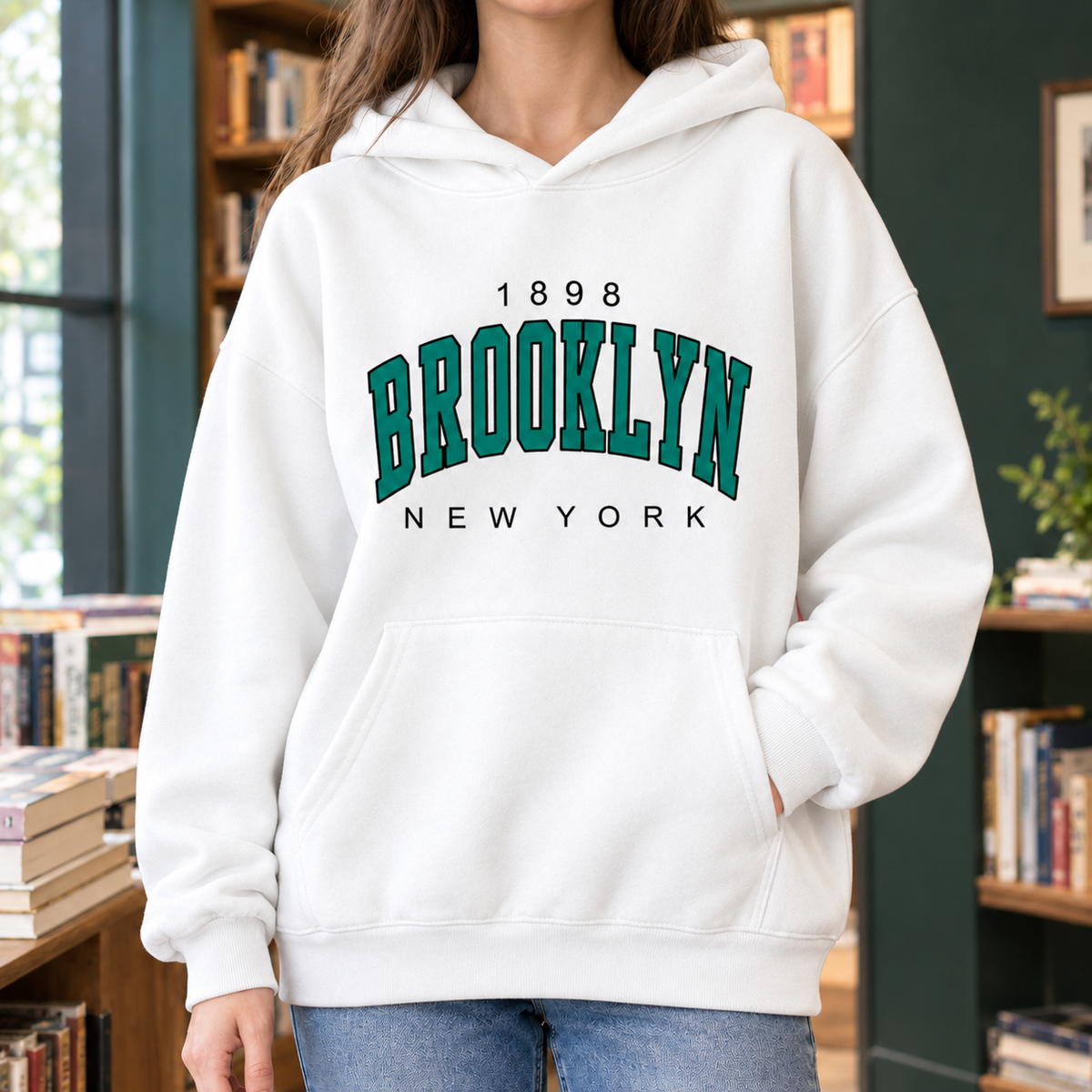Women's Hoodie With Brooklyn Graphic and Pocket
