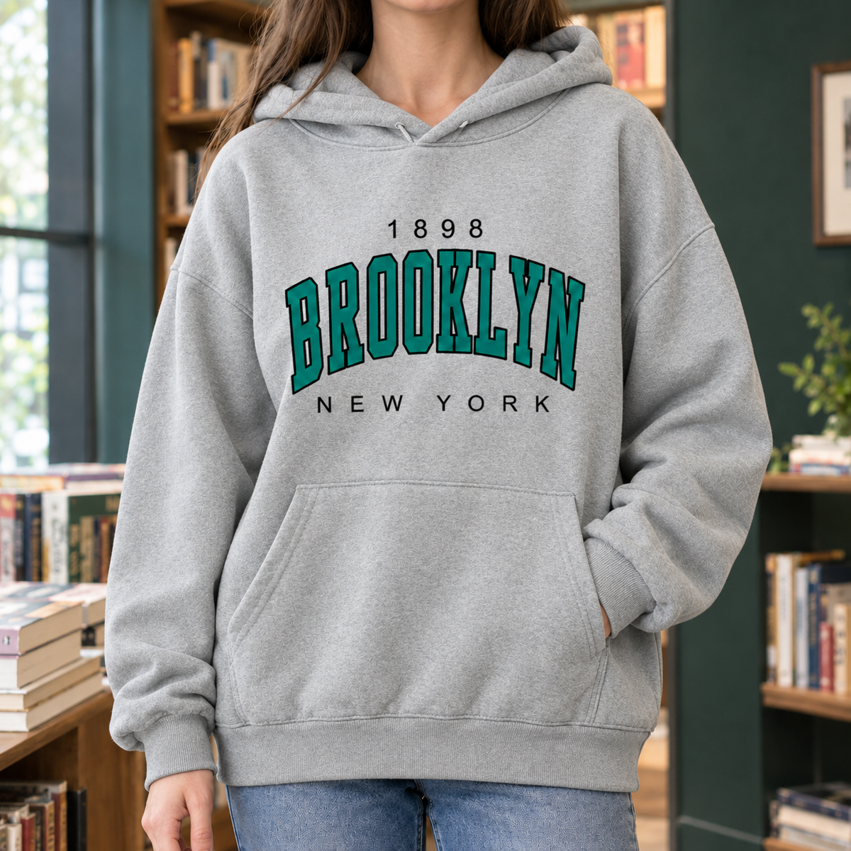 Women's Hoodie With Brooklyn Graphic and Pocket