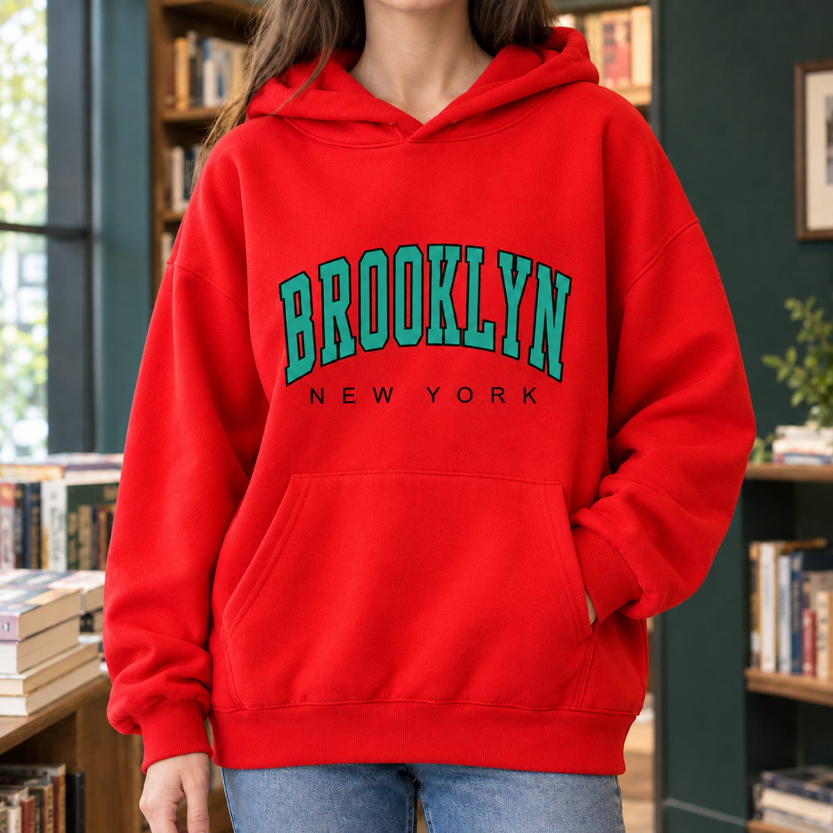 Women's Hoodie With Brooklyn Graphic and Pocket