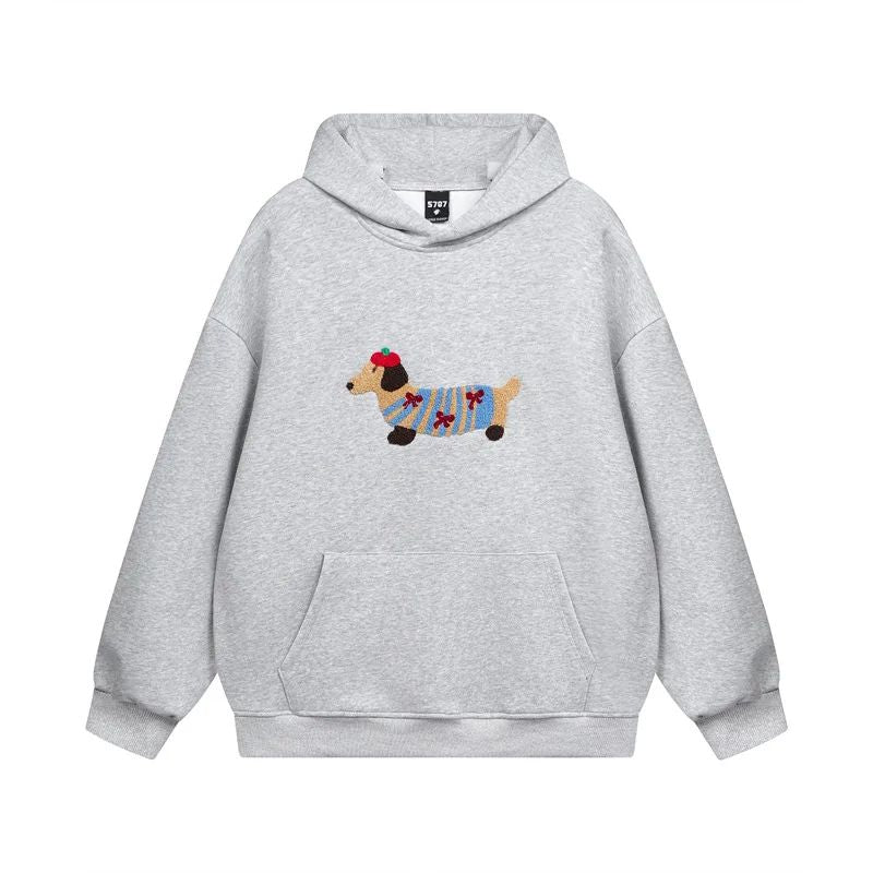 Bluza damska z kapturem i haftem psa