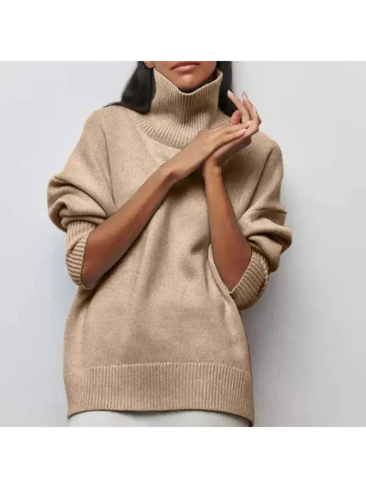 Női garbós pulóver hosszú ujjal, bő szabású