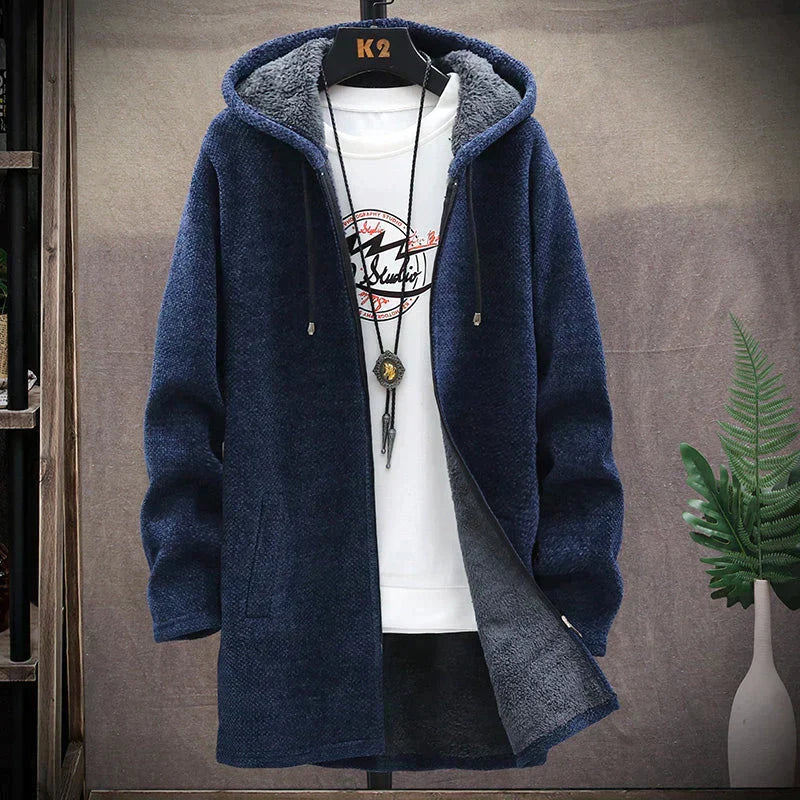 Męska kurtka z kapturem, zamkiem błyskawicznym i kieszeniami