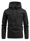 Men's Windbreaker With Hood and Chest Pocket