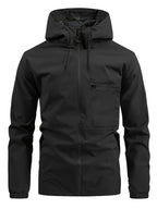 Men's Windbreaker With Hood and Chest Pocket