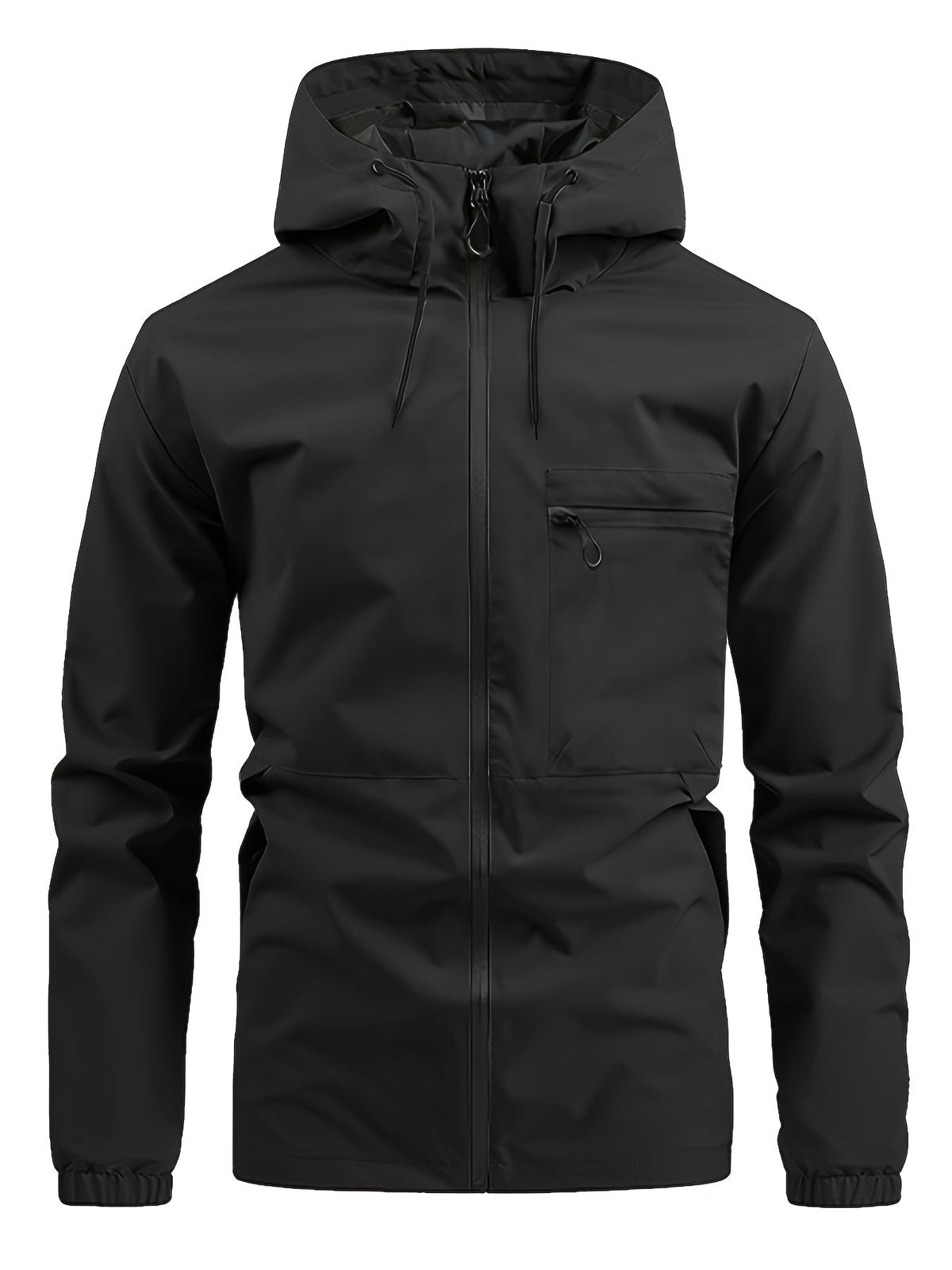 Men's Windbreaker With Hood and Chest Pocket