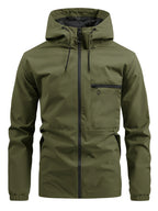 Men's Windbreaker With Hood and Chest Pocket