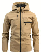 Men's Windbreaker With Hood and Chest Pocket