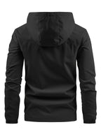 Men's Windbreaker With Hood and Chest Pocket
