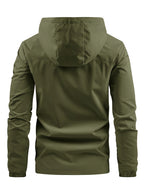 Men's Windbreaker With Hood and Chest Pocket