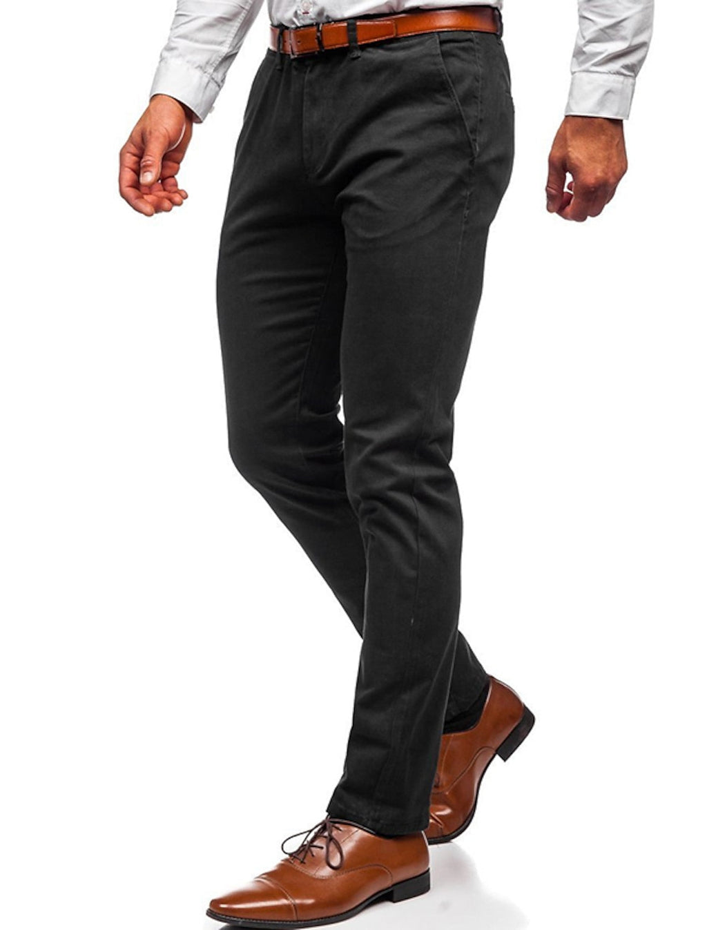 Férfi slim fit nadrág oldalzsebekkel, hosszú szárral