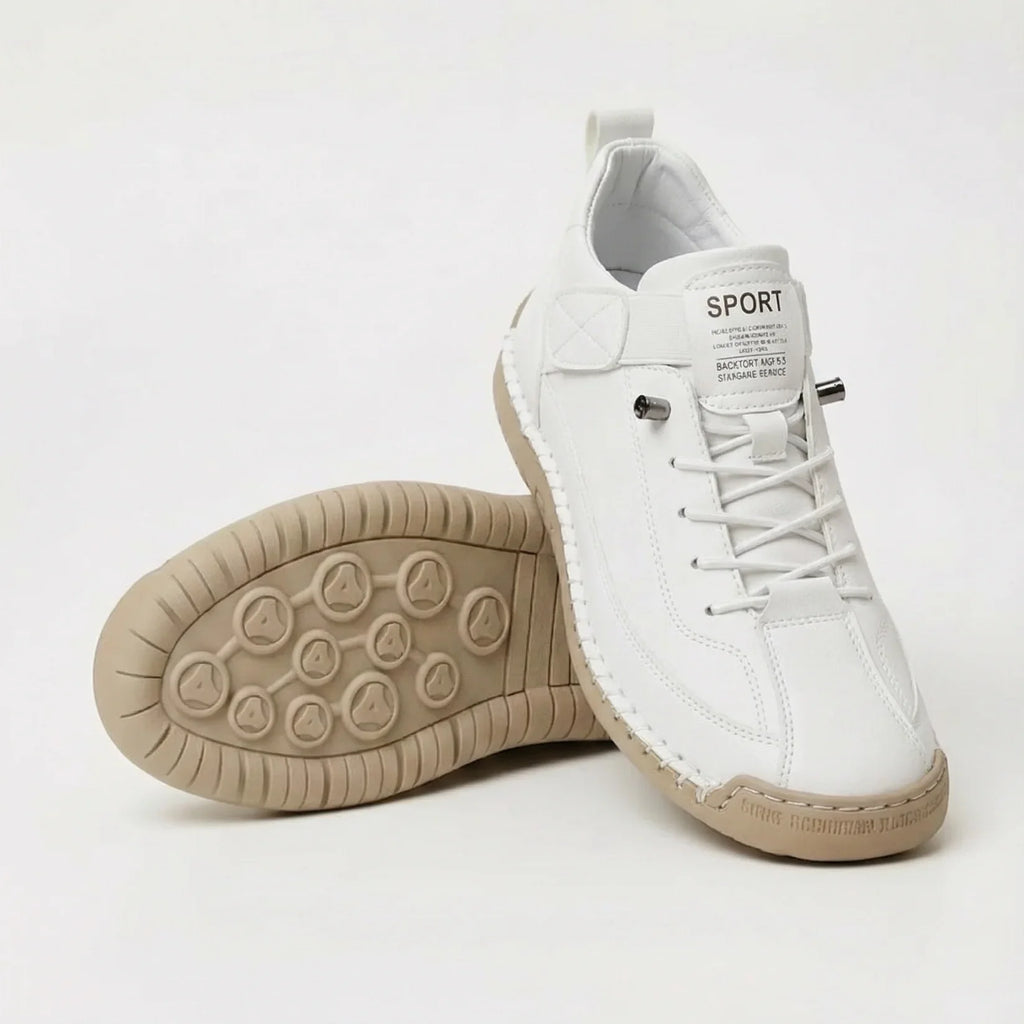 Sportowe sneakersy sznurowane z ozdobnym paskiem i płaską podeszwą