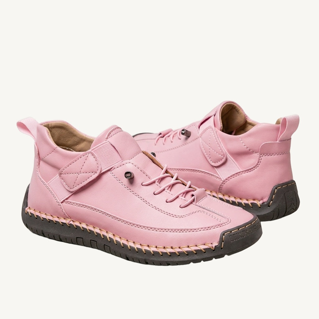 Damskie sneakersy za kostkę z sznurowaniem, paskiem na rzep i płaską podeszwą