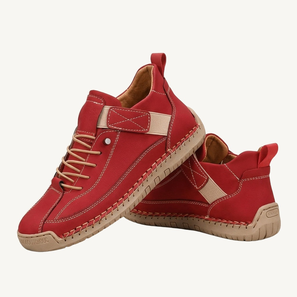 Damskie sneakersy za kostkę z sznurowaniem, paskiem na rzep i płaską podeszwą
