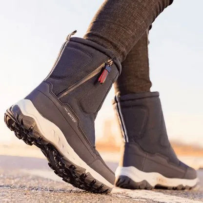 Wysokie męskie buty zimowe z bocznym zamkiem i grubą podeszwą