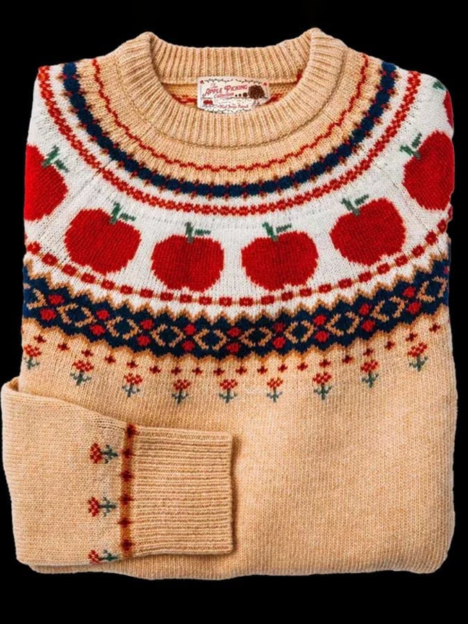 Női Fair Isle mintás pulóver kerek nyakkivágással és hosszú ujjal