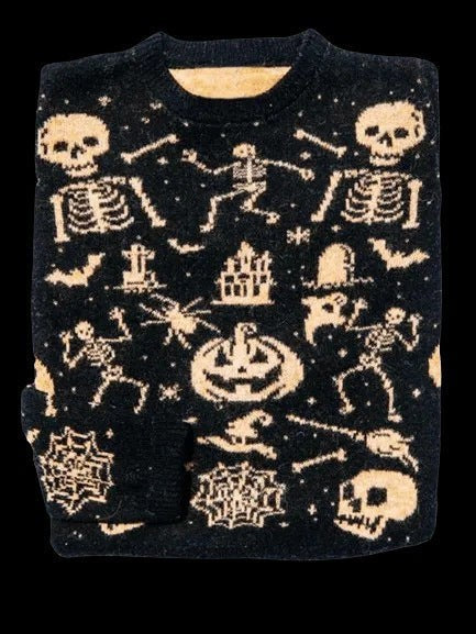 Damski sweter Fair Isle z okrągłym dekoltem, długimi rękawami i sezonowym wzorem